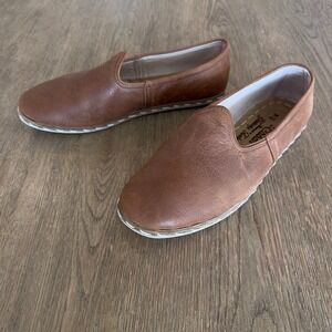 Sabah Men's Slip-On Soft Leather Loafers-Brown-Made in Turkey-Size 42 (US 9-9.5)